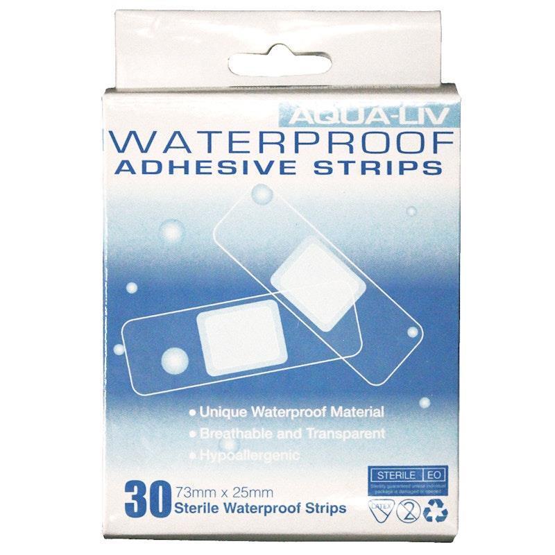 Load image into Gallery viewer, Livingstone Aqua-Liv Waterproof First Aid Adhesive Strips with Pad Sterile 7.3 x 2.5cm 30 Pieces/Box
