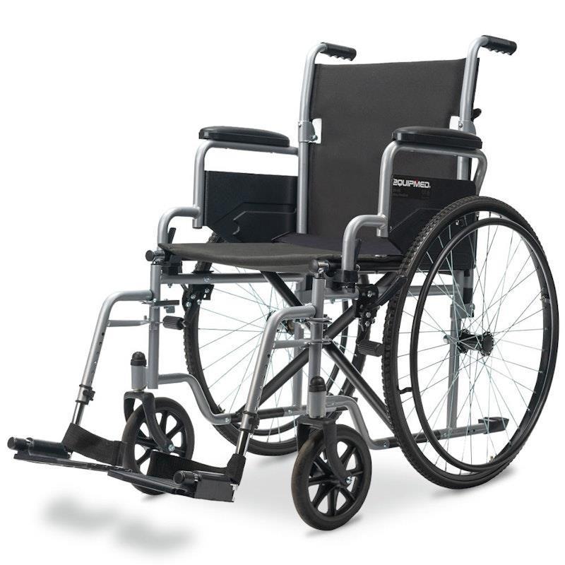 Load image into Gallery viewer, Equipmed 24 Inch Folding Wheelchair with Park Brakes Grey
