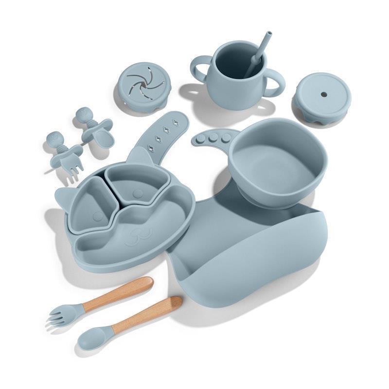Load image into Gallery viewer, Zoe Sage Silicone Baby Feeding Set 11pc Bundle Rock Blue
