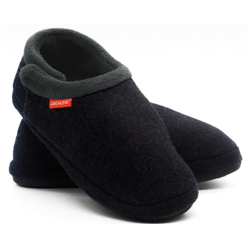 Load image into Gallery viewer, Archline Slippers Closed Back Arch Support Comfort Charcoal Marl Size 38

