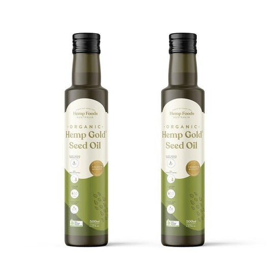 Hemp Foods Australia Organic Hemp Gold® Seed Oil 500ml Twin Pack