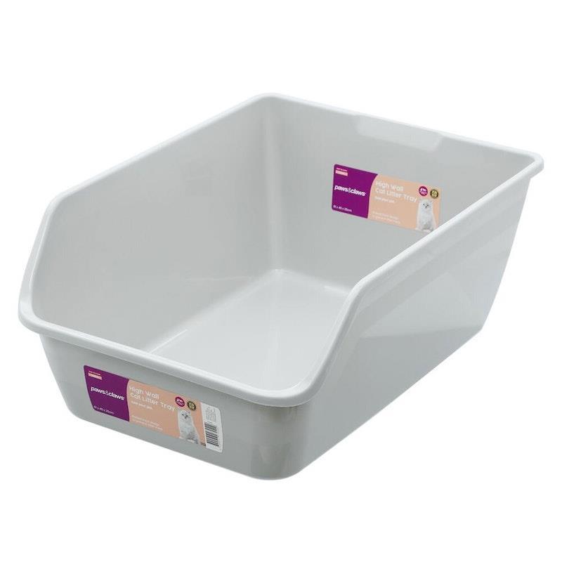 Load image into Gallery viewer, Paws &amp; Claws High Wall Cat Litter Tray - Grey 1pc
