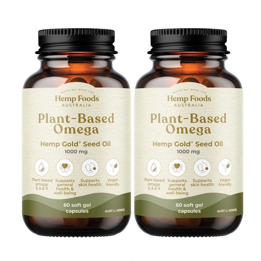 Hemp Foods Australia Plant-Based Omega Capsules 60 caps Twin Pack