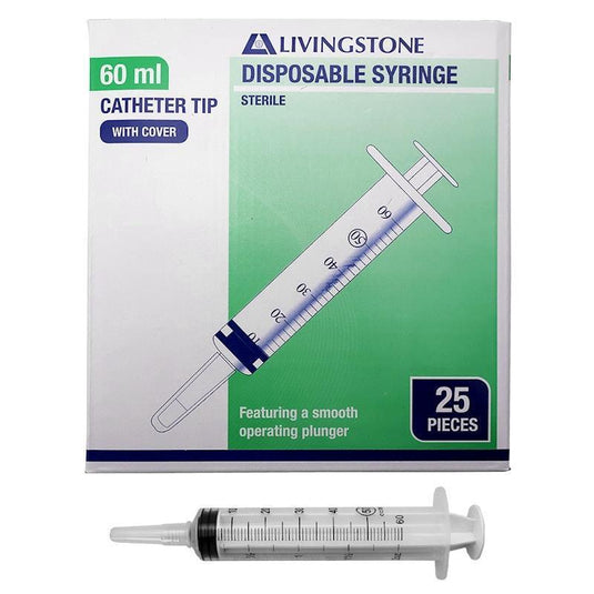 Livingstone Syringe Catheter Tip with Cap 60ml 25 Pieces/Box