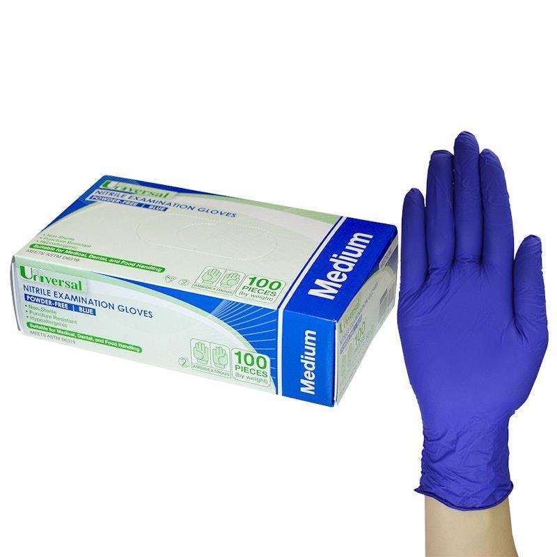 Load image into Gallery viewer, Universal Nitrile Examination Gloves ASTM Powder Free Medium 100 Pieces/Box
