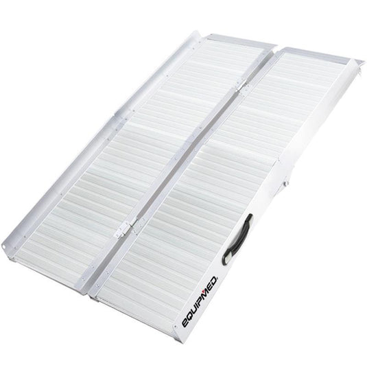Equipmed 123cm Portable Folding Aluminium Access Ramp Silver