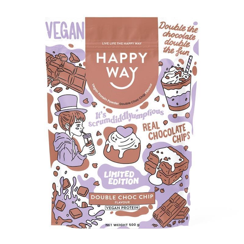 Load image into Gallery viewer, Happy Way Double Choc Chip Vegan Protein Powder 500g
