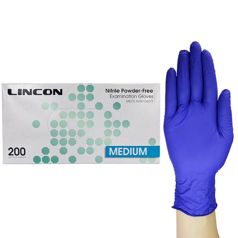 Load image into Gallery viewer, Lincon Nitrile Examination Gloves ASTM Powder Free Medium 200 Pieces/Box
