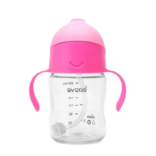 Evorie Tritan Baby 360 Straw Water Bottle Sippy Cup 200mL, Strawberry 1Unit