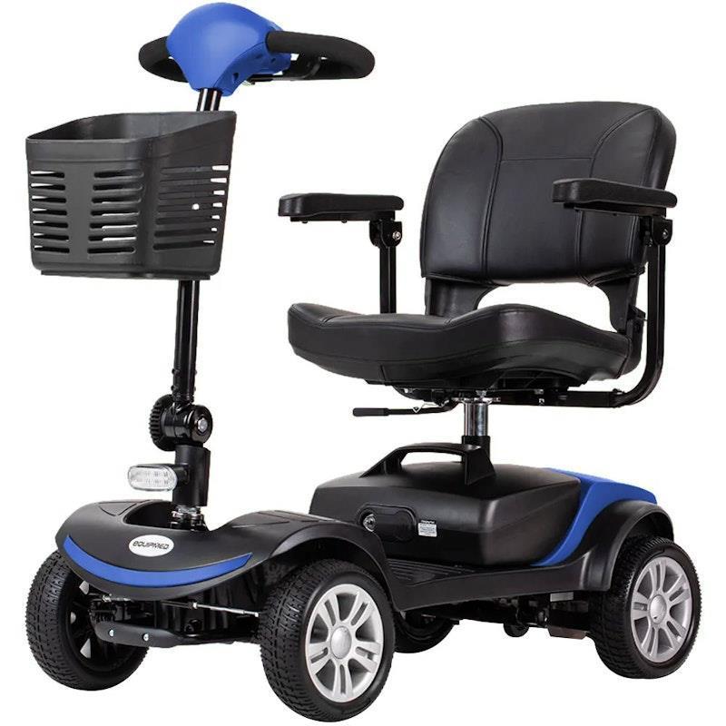 Load image into Gallery viewer, Equipmed Freeroam+ Mid-Sized Foldable Electric Lithium Mobility Scooter Blue
