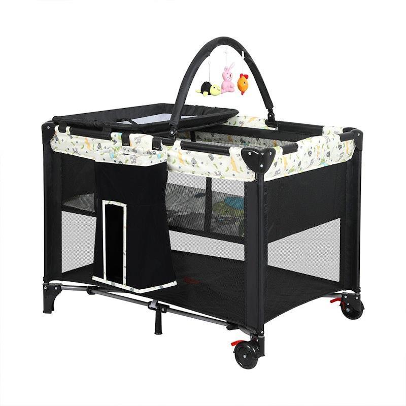 Load image into Gallery viewer, BoPeep Baby Cot Bed Crib Portable Bassinet Safety Rails Fence Foldable Travel 1pc
