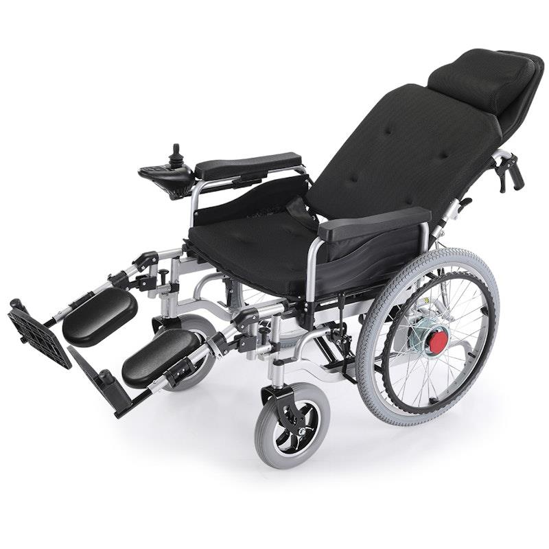 Load image into Gallery viewer, Equipmed Power Electric Wheelchair, XL Wide Bariatric Chair Seat, Long Range, Airline Approved, Recline Adjustment, Lithium Battery, 22" Wheels, Headrest Black

