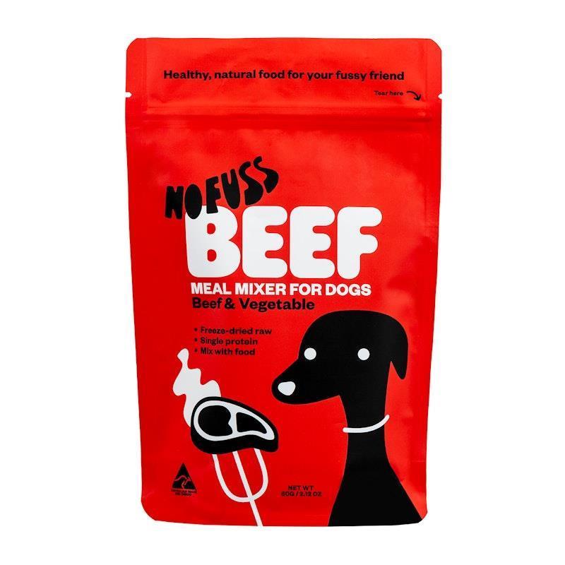Load image into Gallery viewer, No Fuss Beef &amp; Vegetable Meal Mixer Dog Food 60g
