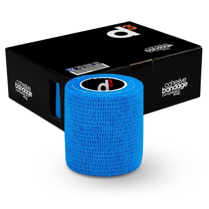 Load image into Gallery viewer, d3 Cohesive Wrap 75mm x 5m Royal Blue Box of 12 Rolls
