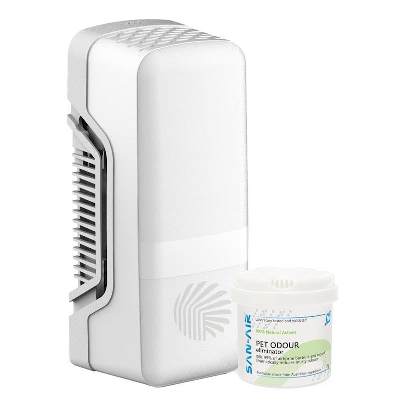 Load image into Gallery viewer, SAN-AIR Pet Odour Gel 75g with Fan Dispenser Bundle
