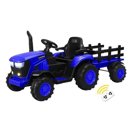 Mazam Kids Ride On Car Tractor Trailer 12V Remote Electric Toddlers Toy XL Blue
