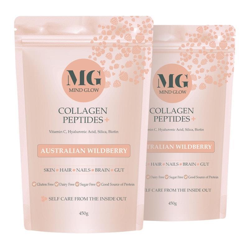 Load image into Gallery viewer, Mind Glow Australian Wildberry Collagen Peptides+ 450g Twin Pack
