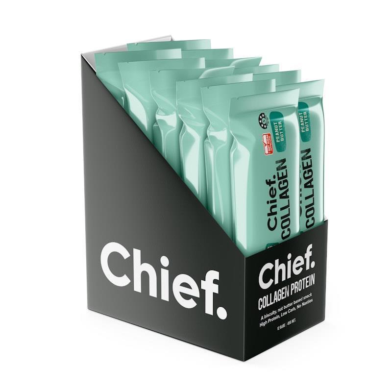 Load image into Gallery viewer, Chief Collagen Protein Bar - Peanut Butter 12 Pack
