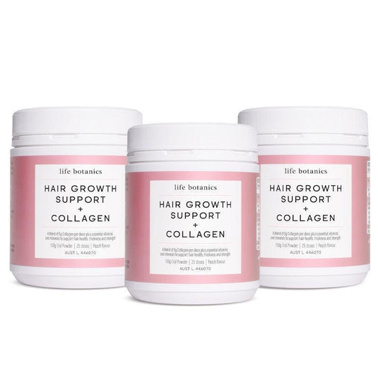 Life Botanics Hair Growth Support + Collagen Powder 3x150g Pack