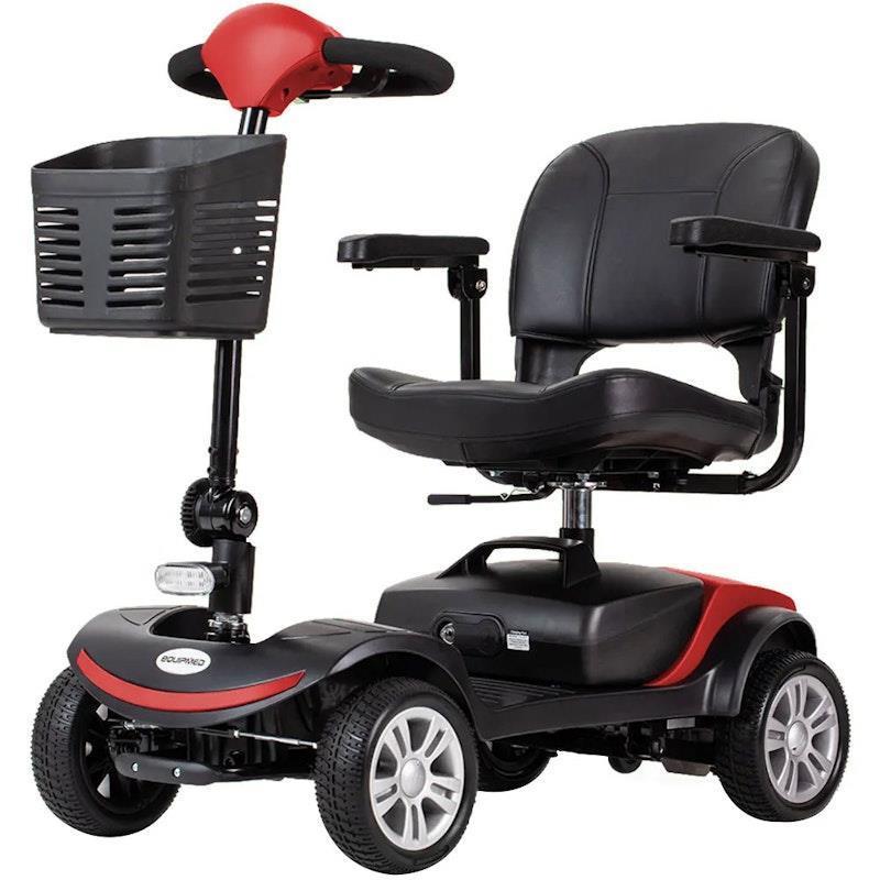 Load image into Gallery viewer, Equipmed Freeroam+ Mid-Sized Foldable Electric Lithium Mobility Scooter Red
