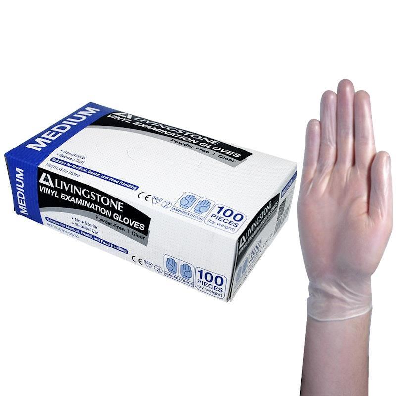 Load image into Gallery viewer, Livingstone Vinyl Examination Gloves ASTM Powder Free Medium 100 Pieces/Box
