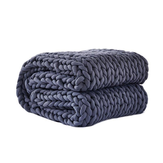 DreamZ Knitted Weighted Blanket Chunky Bulky Knit Throw Blanket 9KG Dark Grey