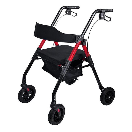 Orthonica Foldable Mobility Steel Rollator Walker 136kg Max Capacity Red