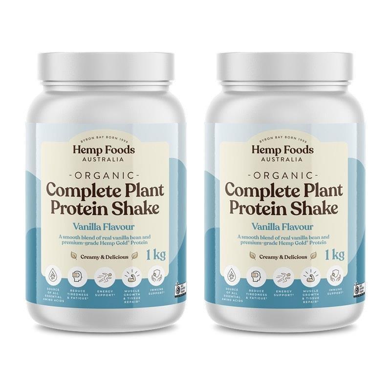 Load image into Gallery viewer, Hemp Foods Australia Complete Plant Protein Shake Vanilla Bundle 1kg Tubs Twin Pack
