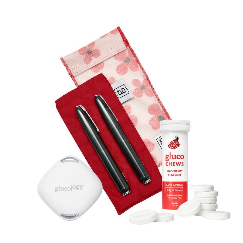 Load image into Gallery viewer, Glucology Insulin Cooling Bundle (Pen Pouch/ 1x 10 Glucochews - Raspberry/ Temperature Sensor) 2 Pen Pouch - Floral
