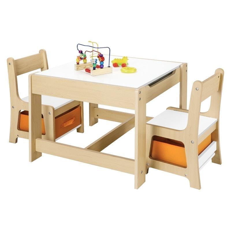 Load image into Gallery viewer, Oikiture Kids Table and Chairs Set Activity Play Study Desk Toys Storage Box Natural
