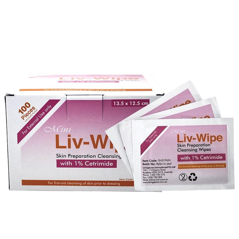 Load image into Gallery viewer, Liv-Wipe Skin Prep Antiseptic Cleansing Wipe 1% Cetrimide 100pcs
