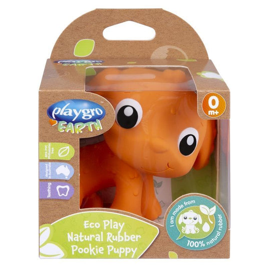Playgro Eco Play Natural Rubber Pooky Puppy Orange