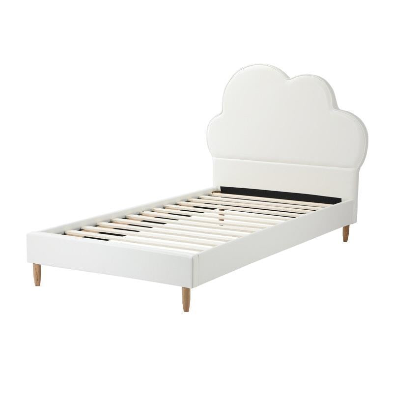 Load image into Gallery viewer, Oikiture Bed Frame Single Size Cloud Kids Bed Frame Leather White
