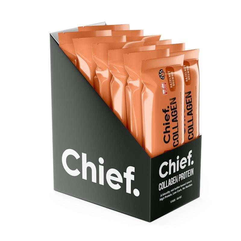 Load image into Gallery viewer, Chief Collagen Protein Bar - Hazelnut Brownie 12 Pack
