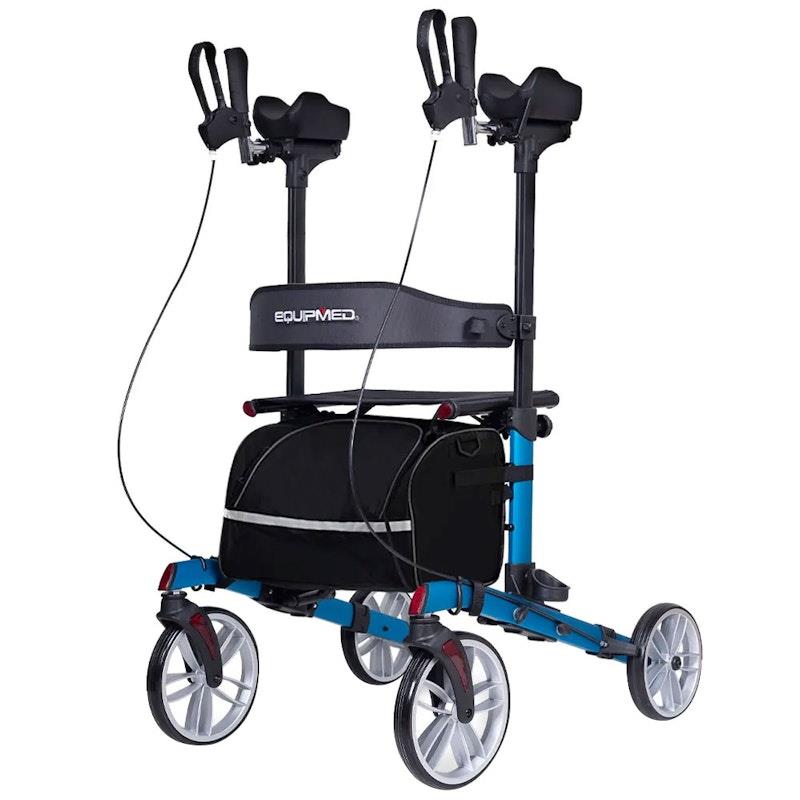 Load image into Gallery viewer, Equipmed Upright Rollator Walker With Forearm Support Rests Blue
