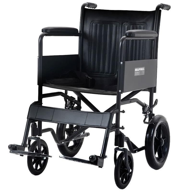 Load image into Gallery viewer, Equipmed Folding Transit Manual Wheelchair For S-XL Black
