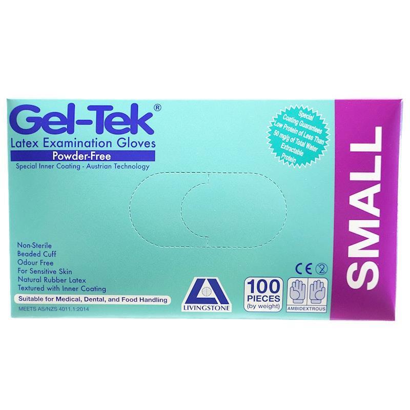 Load image into Gallery viewer, Geltek Latex Examination Gloves Powder Free Small Cream 100 Pieces/Box
