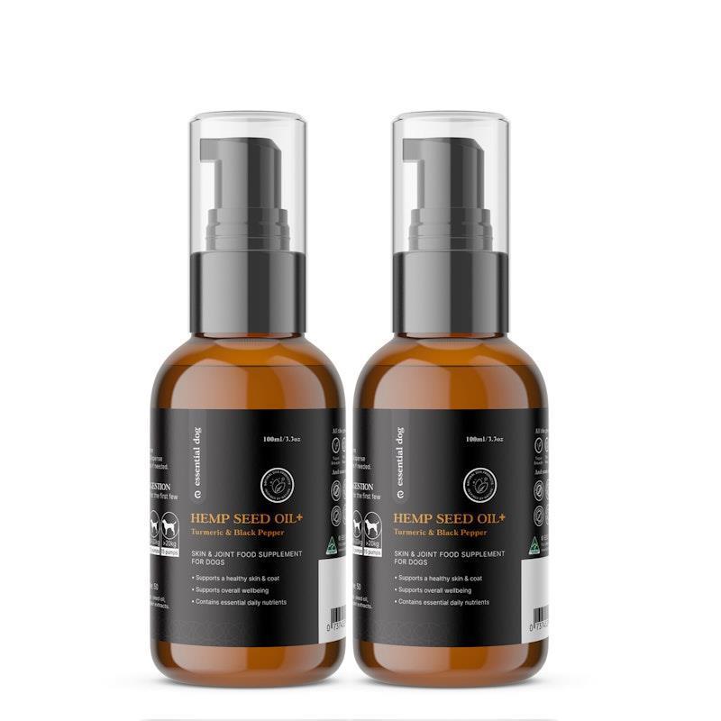 Load image into Gallery viewer, Essential Dog 100% Raw Hemp Seed Oil for Dogs: Turmeric and Black Pepper 2x100ml
