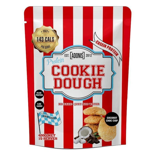 Adonis Gear Protein Cookie Dough (Casein Protein) - Coconut Choc Chip - 400g 10Serves