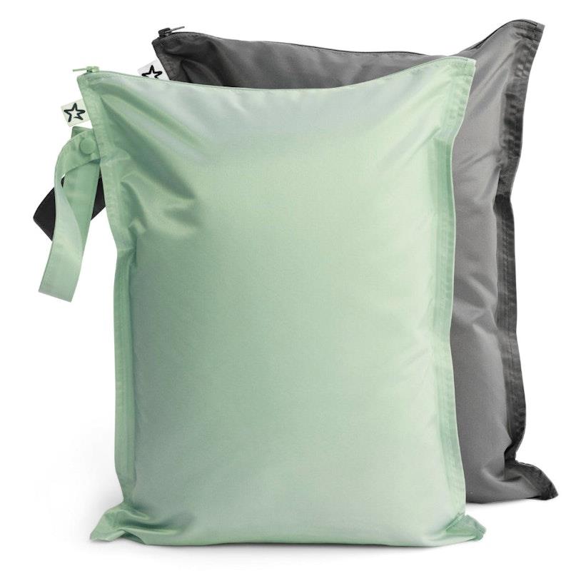 Load image into Gallery viewer, Tiny Twinkle Mess Proof Wet Bag 2 Pack Sage &amp; Charcoal
