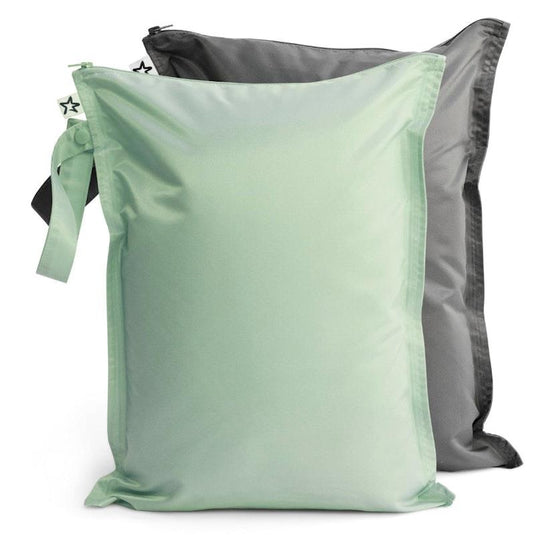 Tiny Twinkle Mess Proof Wet Bag 2 Pack Sage & Charcoal