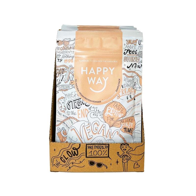 Load image into Gallery viewer, Happy Way Like A Vegan Vanilla Protein Powder Travel Packs 6x60g
