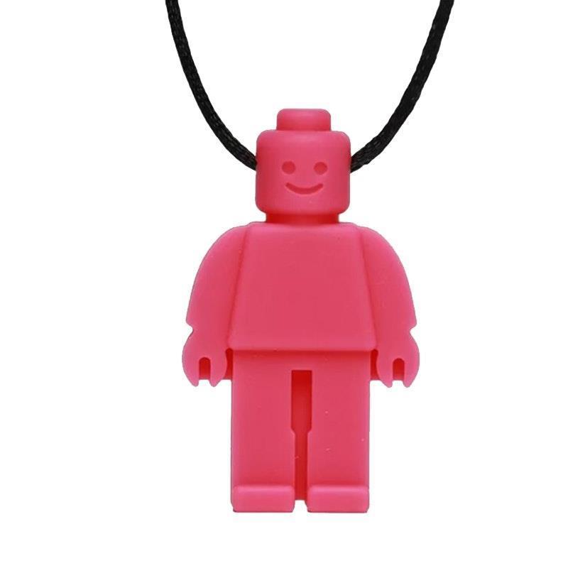 Load image into Gallery viewer, Sensory Safari Sensory Necklace Block Man Fushia Pink
