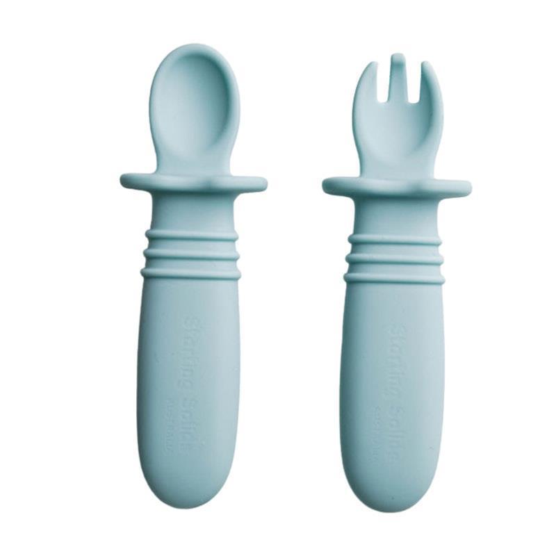 Load image into Gallery viewer, Starting Solids Australia Selfie Spoon + Fork Blue Lemonade
