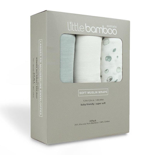 Little Bamboo Muslin Wraps 3Pk Whisper