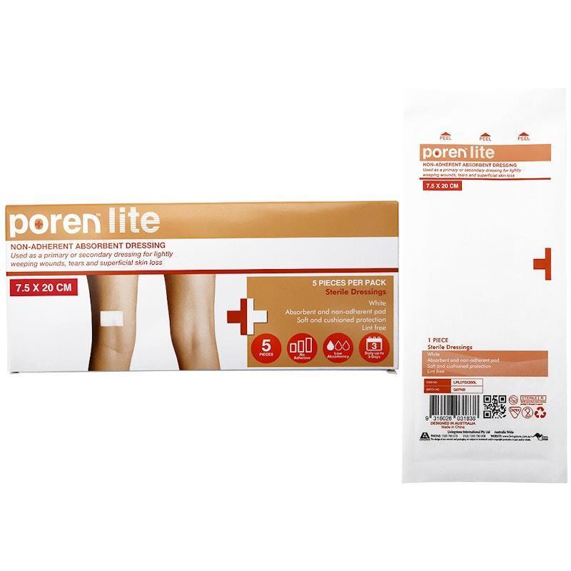 Load image into Gallery viewer, Poren-Lite Non-Adherent Absorbent Dressing Sterile 7.5 x 20cm 5Box

