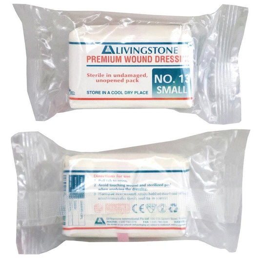 Livingstone Premium Wound Dressing Bandage 13 Sterile 9 x 5cm Pad 12 Pieces/Pack