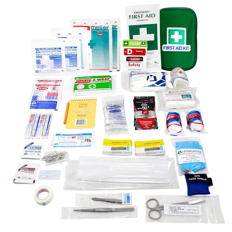 Load image into Gallery viewer, Livingstone Comprehensive Travel First Aid Kit In Green Pouch Bundle
