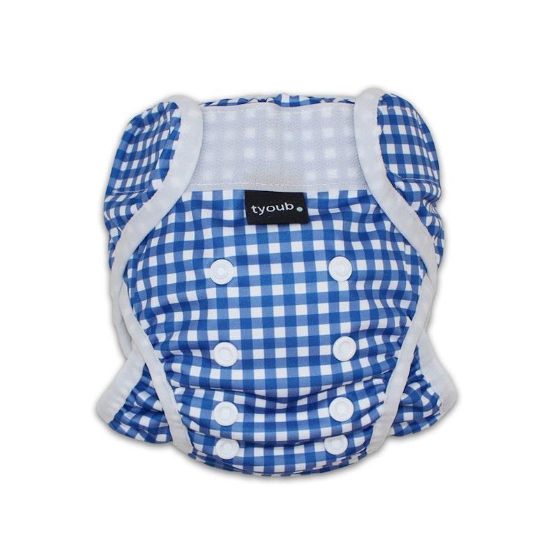 Load image into Gallery viewer, tyoub Adjustable Reusable Swim Nappy and Wet Bag - Blue Gingham Check One Size

