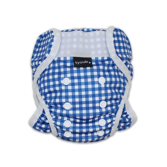 tyoub Adjustable Reusable Swim Nappy and Wet Bag - Blue Gingham Check One Size